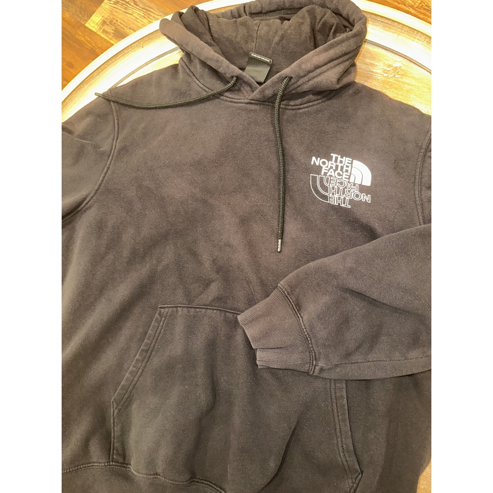 The North Face Mens Black Big Logo Graphic Pullover Hoodie Sweatshirt Large